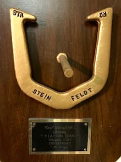 The original "Stay-On Shoe" trophy horseshoe, engraved for World Champion Carl Steinfeldt